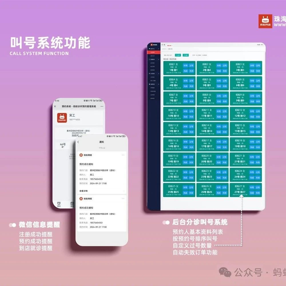 微信公众号实时同步推送医馆中医院诊所挂号排号预约系统（四）--叫号系统管理功能